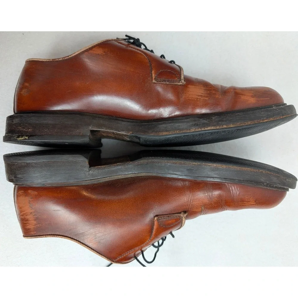 Unbranded Mens 9 EU 43 Cognac Leather Derby Shoes Vibram Soles